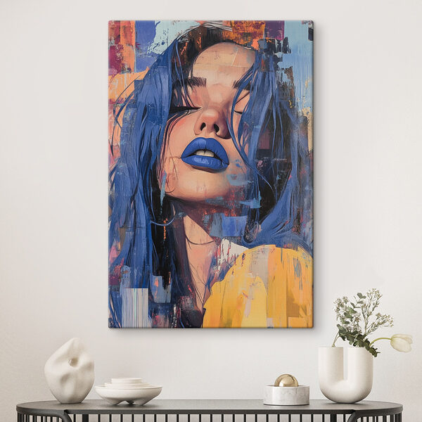 Femme aux cheveux et au rouge à lèvres bleus Femme aux cheveux et au rouge à lèvres bleus