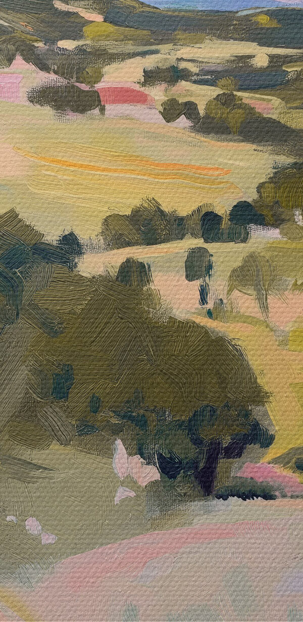 Peinture d'un paysage avec des arbres et des collines Peinture d'un paysage avec des arbres et des collines