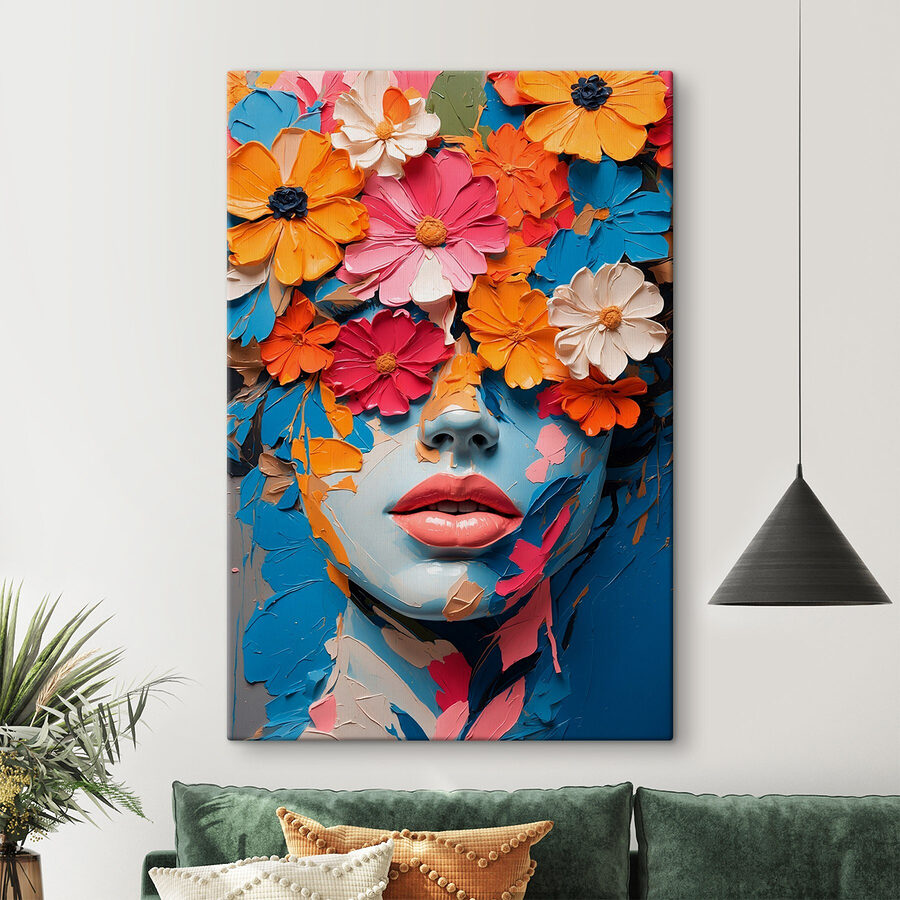Visage couvert de fleurs