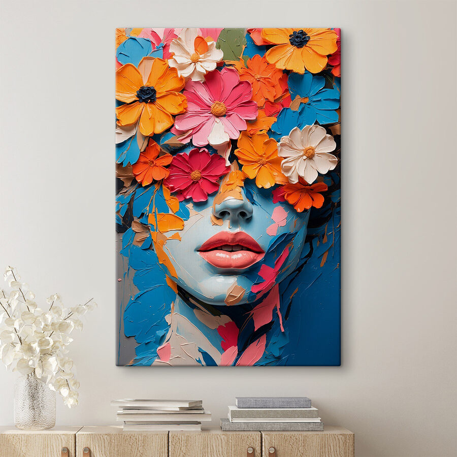 Visage couvert de fleurs