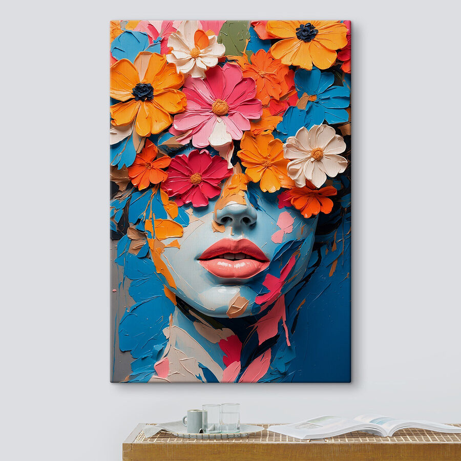 Visage couvert de fleurs