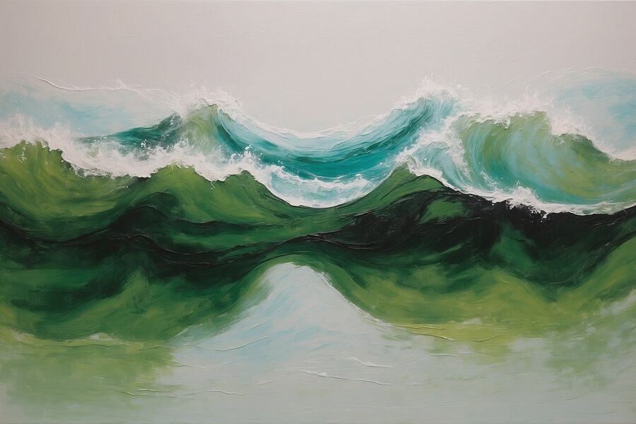 Peinture de vagues vertes et bleues