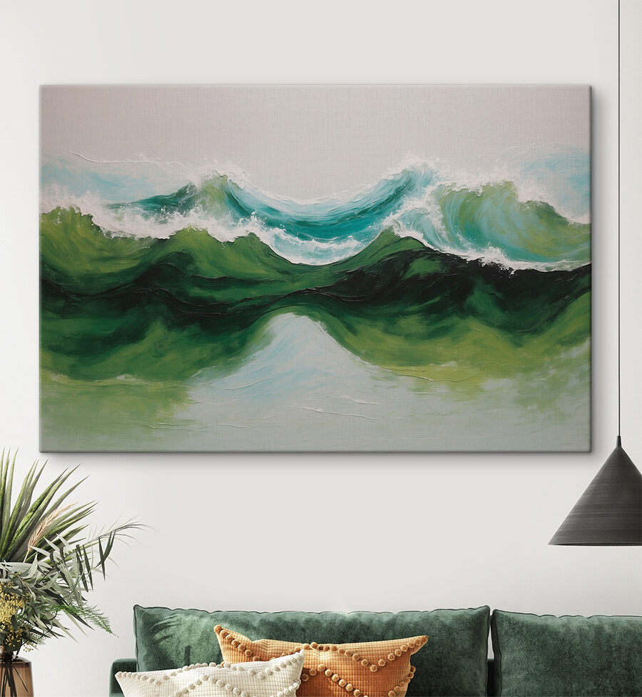 Peinture de vagues vertes et bleues