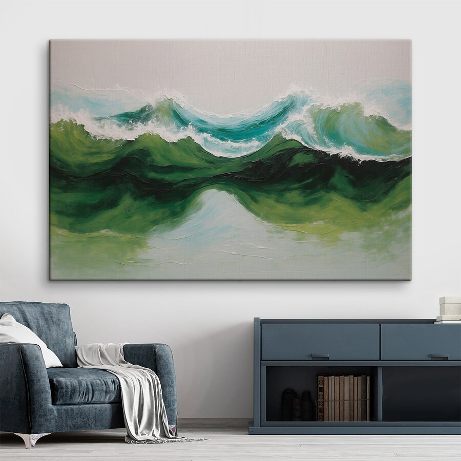 Peinture de vagues vertes et bleues