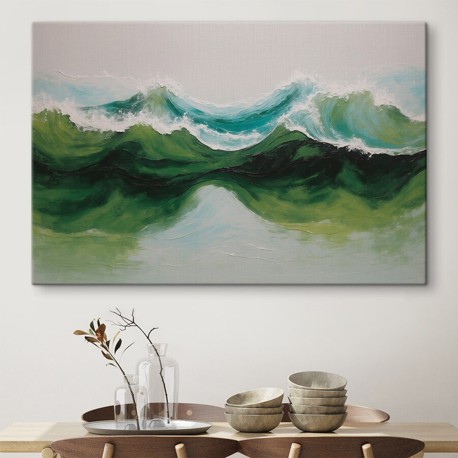 Peinture de vagues vertes et bleues