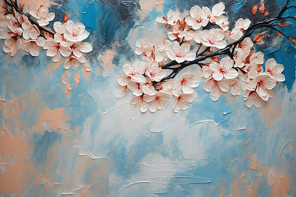 Peinture de fleurs sur une branche Peinture de fleurs sur une branche