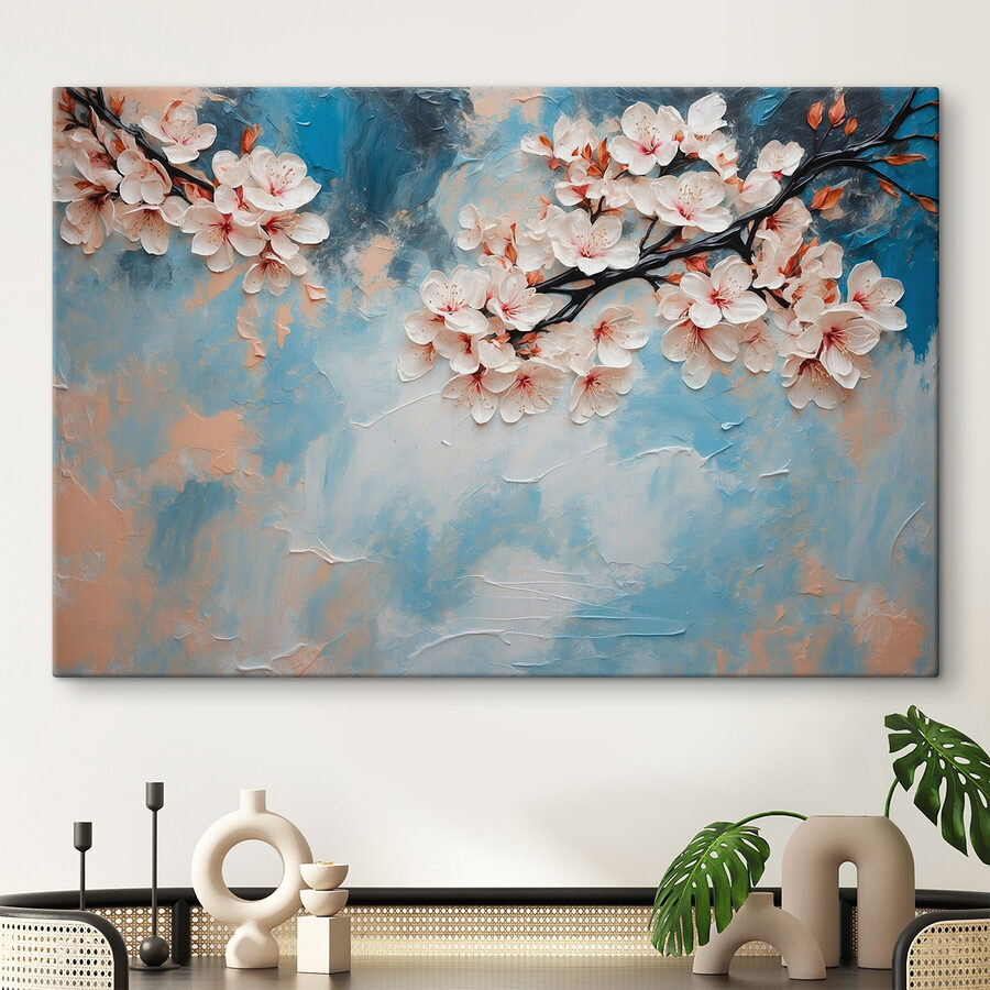 Peinture de fleurs sur une branche