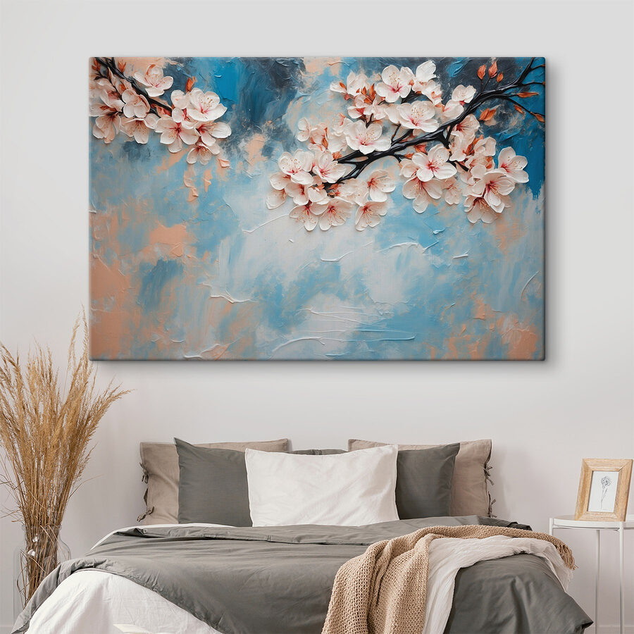 Peinture de fleurs sur une branche