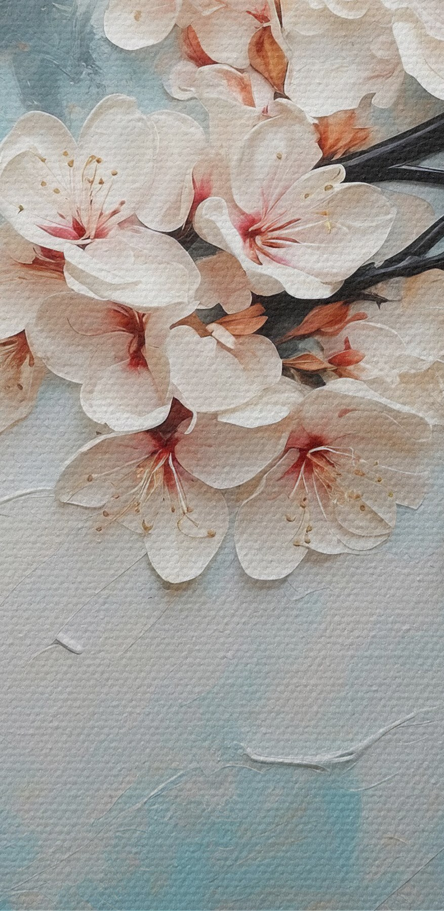 Peinture de fleurs sur une branche
