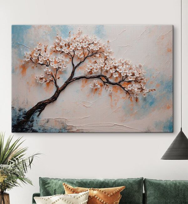 Peinture d'un arbre avec des fleurs blanches Peinture d'un arbre avec des fleurs blanches