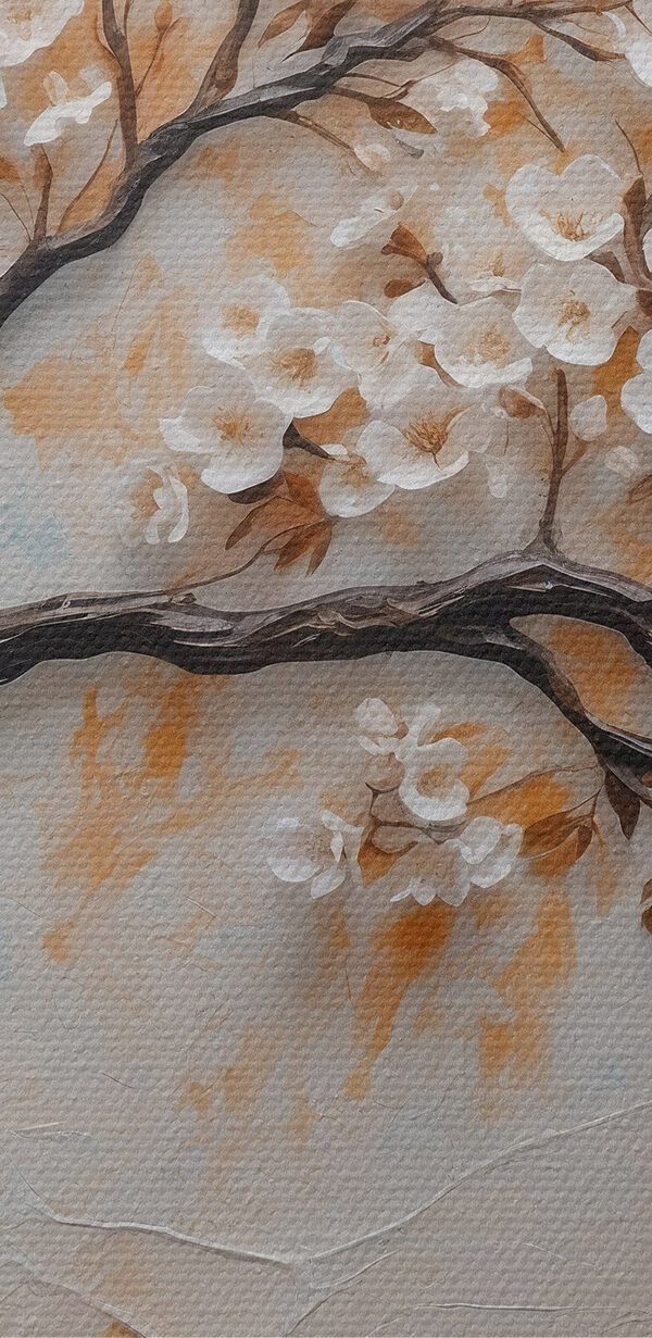 Peinture d'un arbre avec des fleurs blanches Peinture d'un arbre avec des fleurs blanches