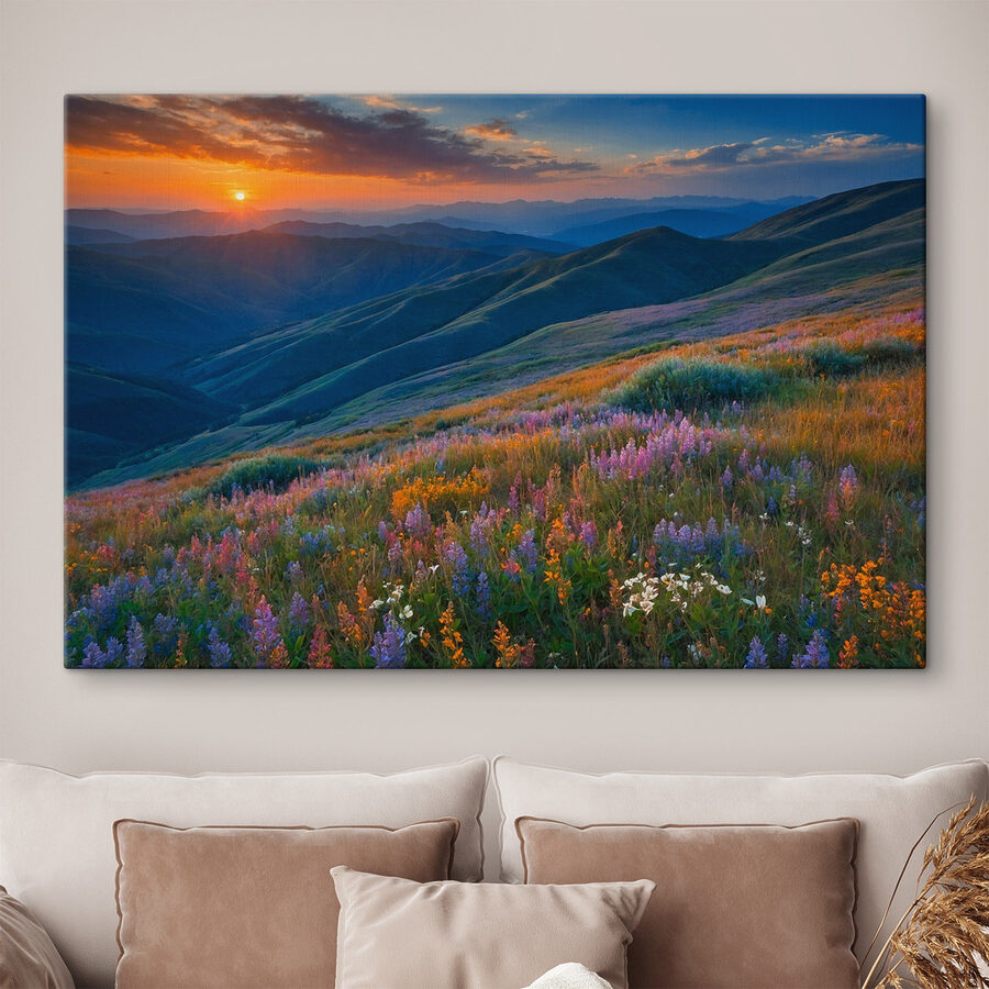 Champ de fleurs sur une montagne