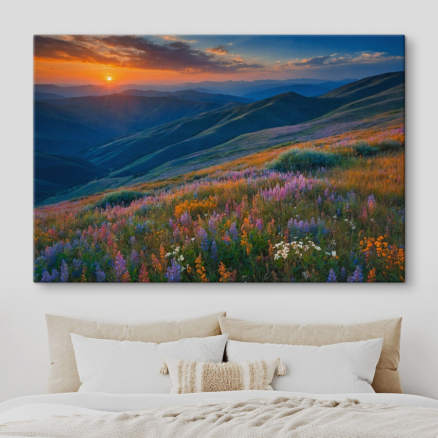 Champ de fleurs sur une montagne