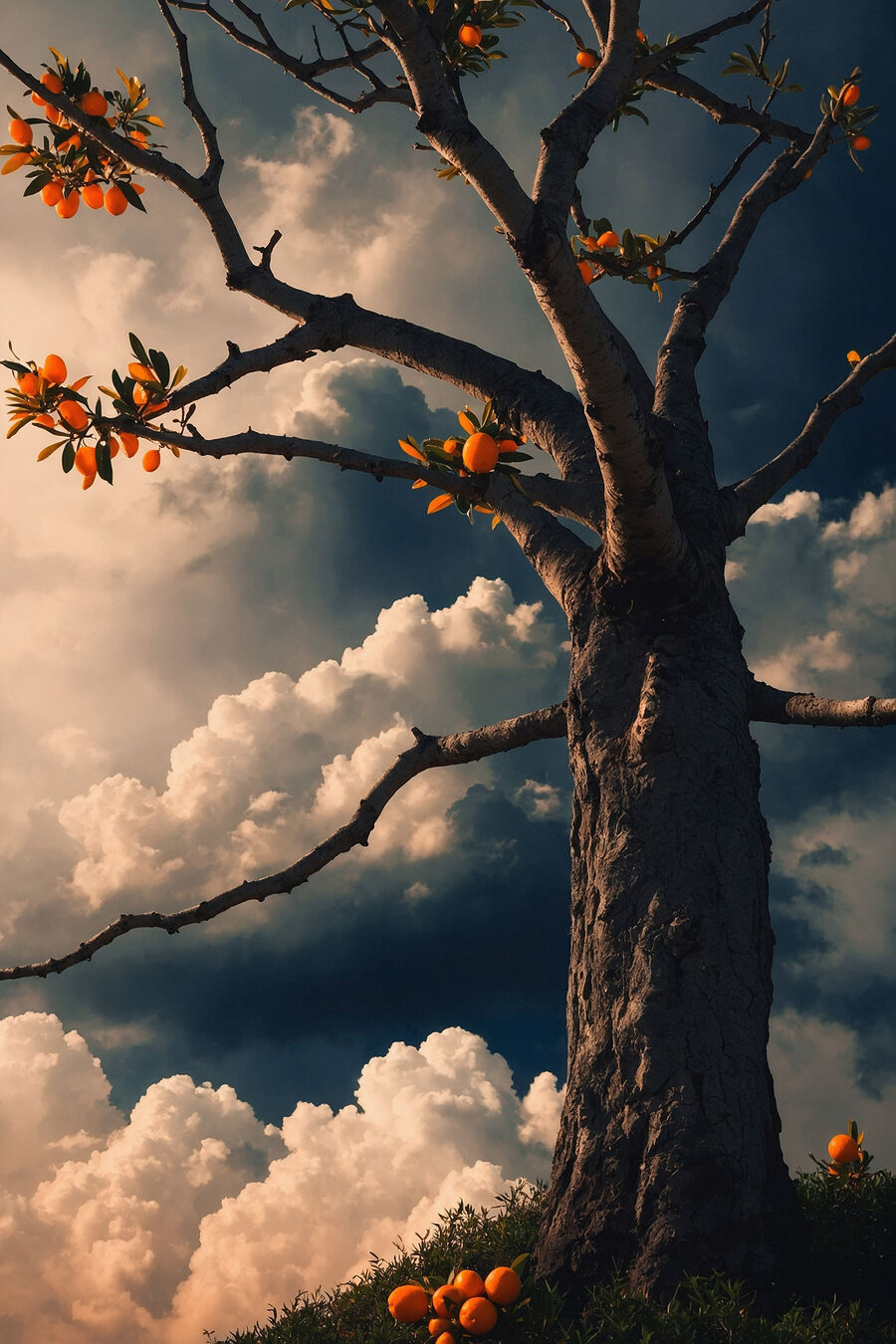 Arbre avec des fruits orange