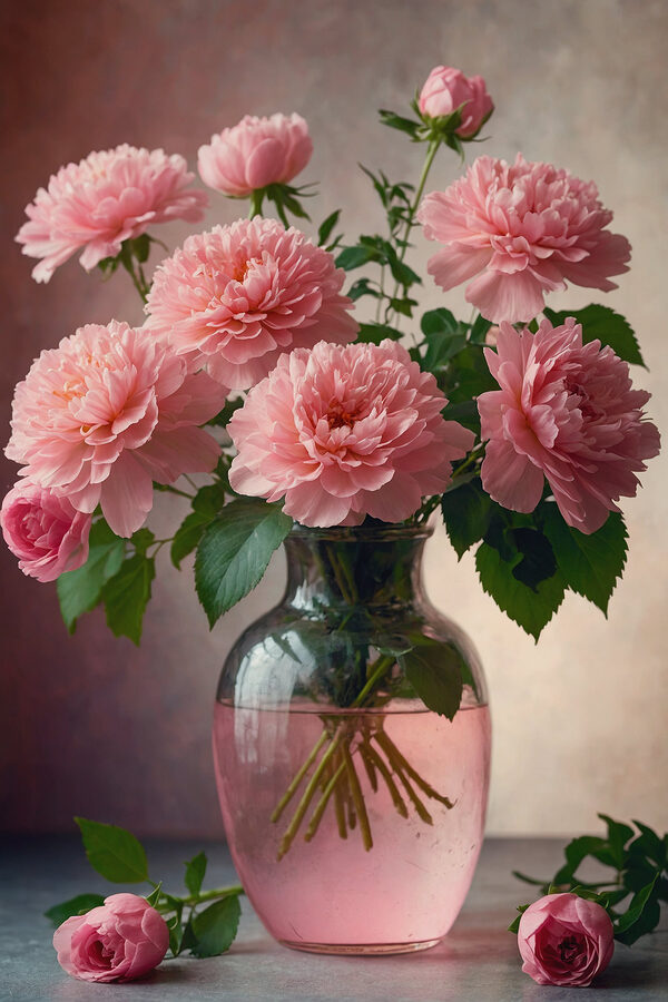 Vase avec fleurs roses Vase avec fleurs roses