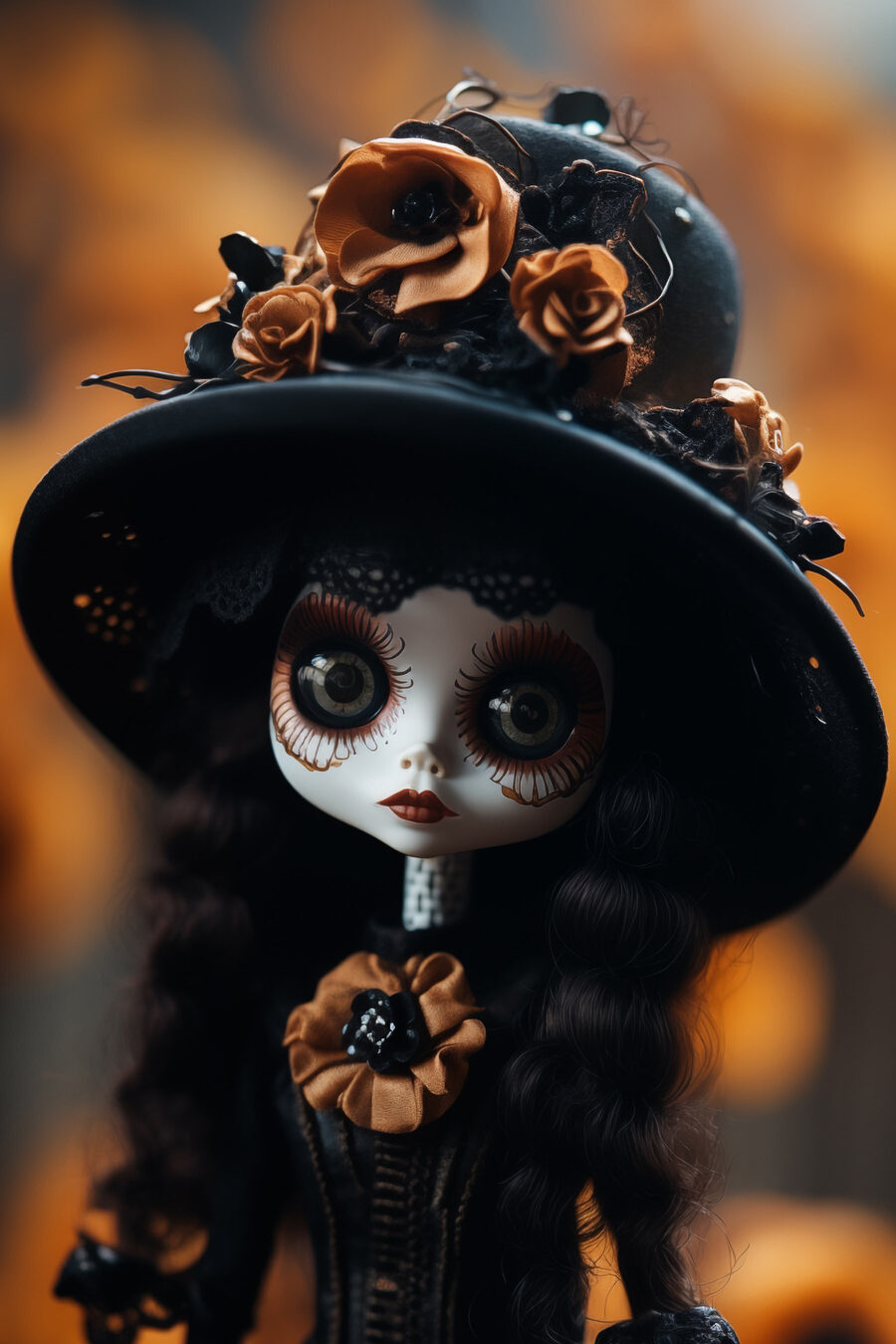 Poupée avec un chapeau et des fleurs Poupée avec un chapeau et des fleurs