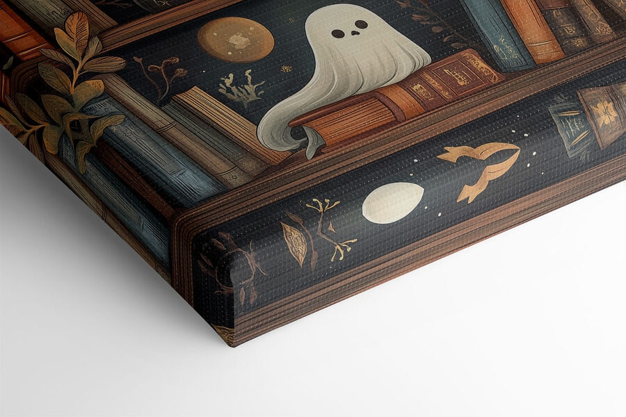 Bibliothèque pleine de livres avec des fantômes Bibliothèque pleine de livres avec des fantômes
