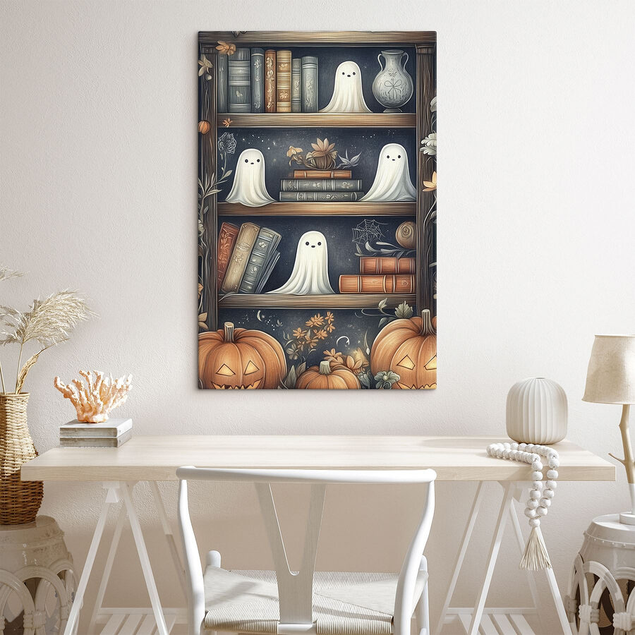 Bibliothèque avec fantômes et livres Bibliothèque avec fantômes et livres