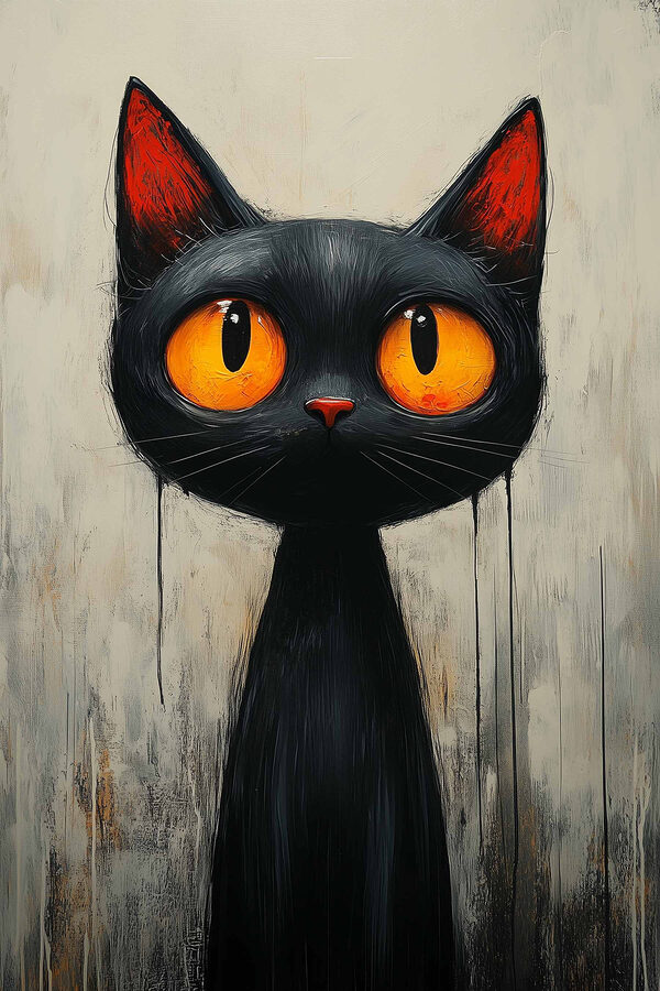 Chat noir aux yeux orange Chat noir aux yeux orange