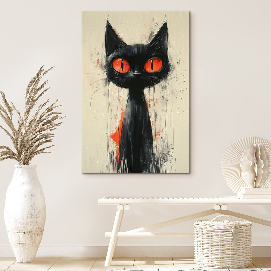Chat noir aux yeux rouges