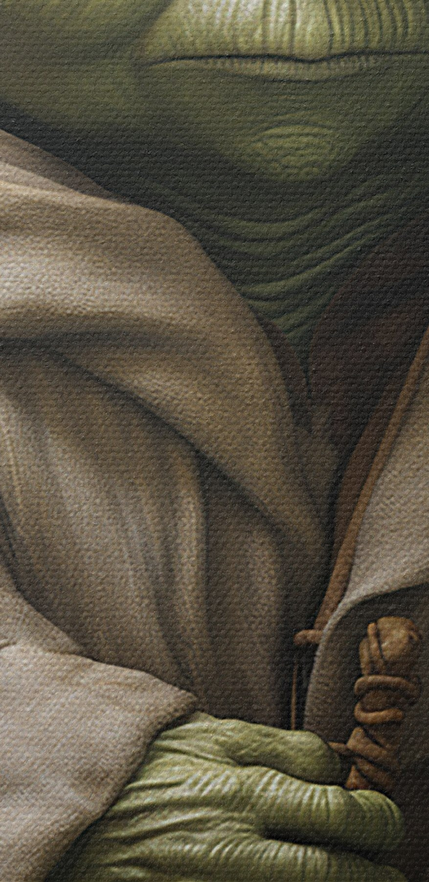 Personnage vert en robe de chambre