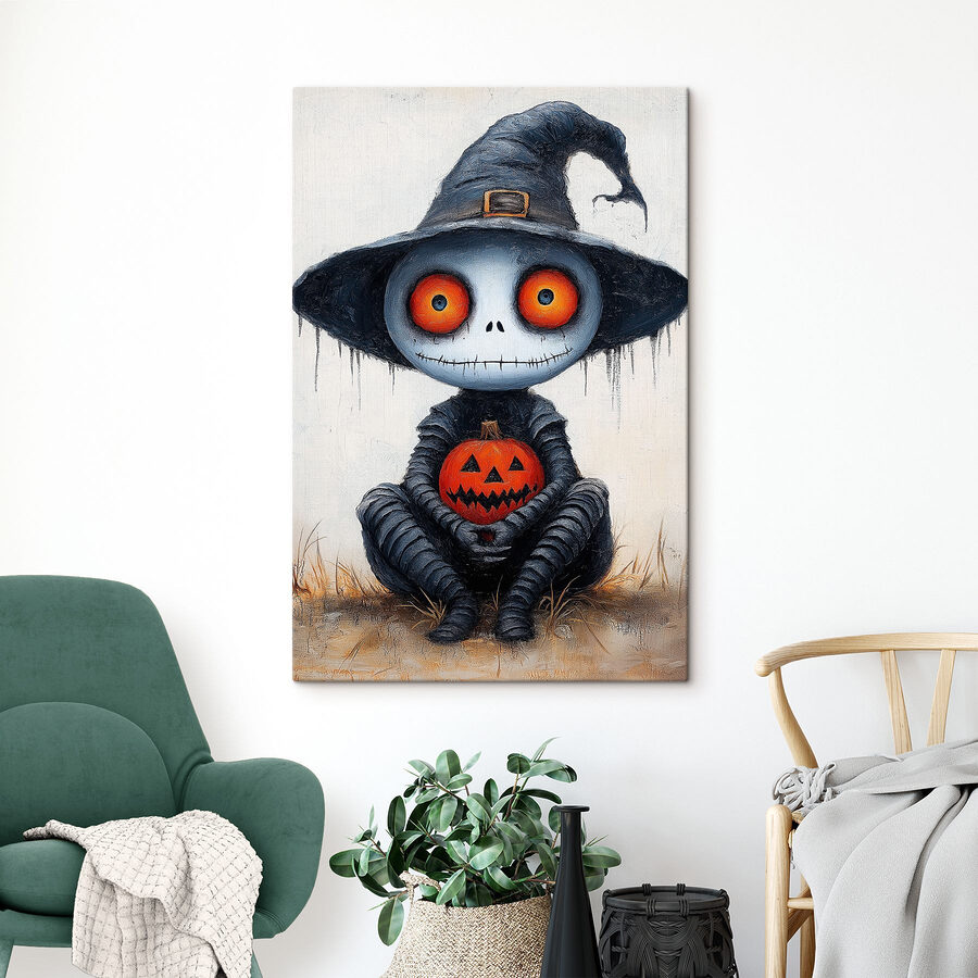 Personnage caricatural en vêtement d'homme tenant une citrouille Personnage caricatural en vêtement d'homme tenant une citrouille