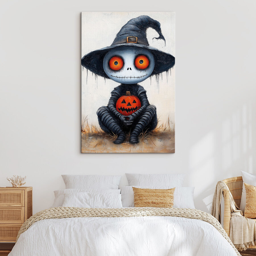 Personnage caricatural en vêtement d'homme tenant une citrouille Personnage caricatural en vêtement d'homme tenant une citrouille
