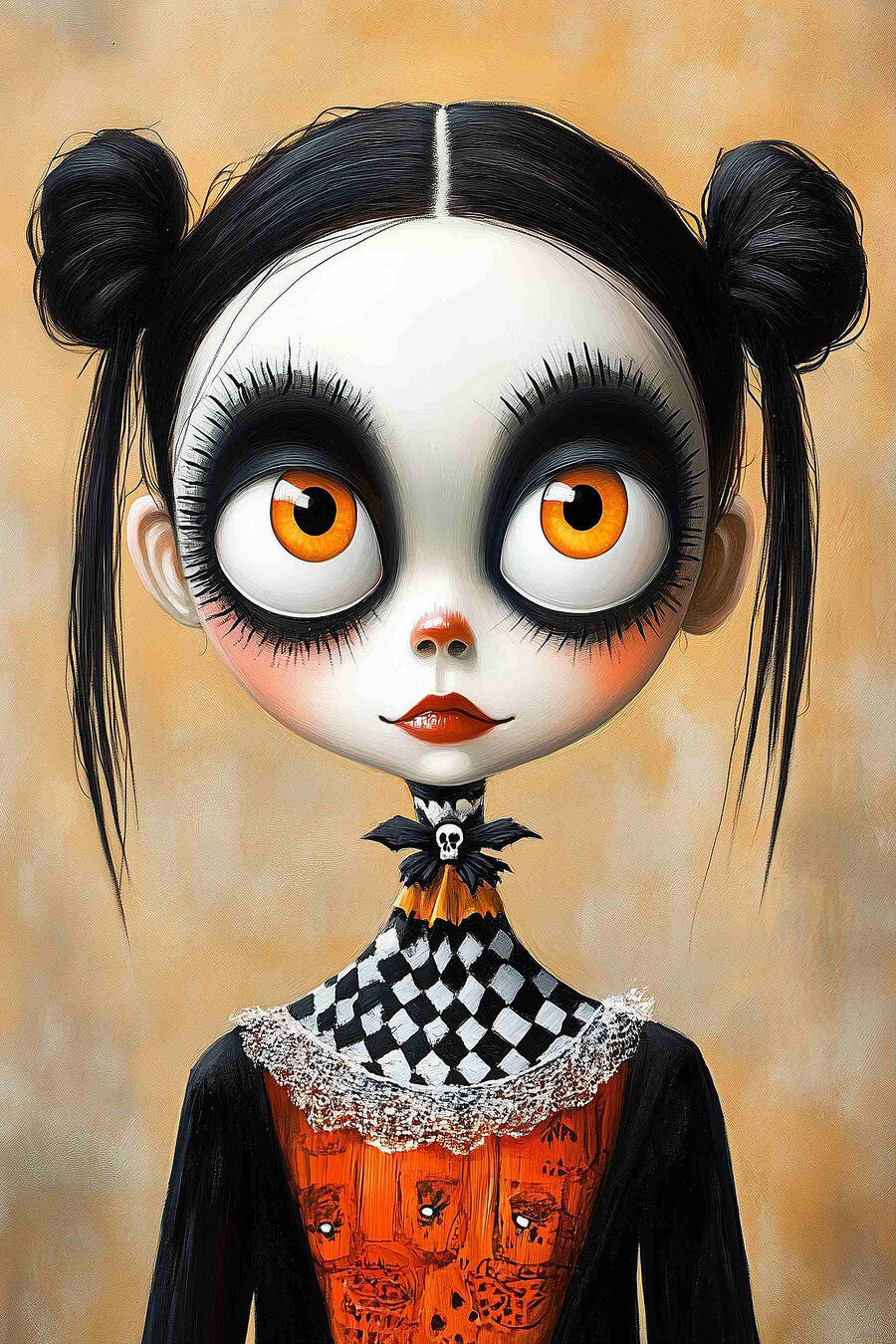 Fille de dessin animé avec de grands yeux Fille de dessin animé avec de grands yeux