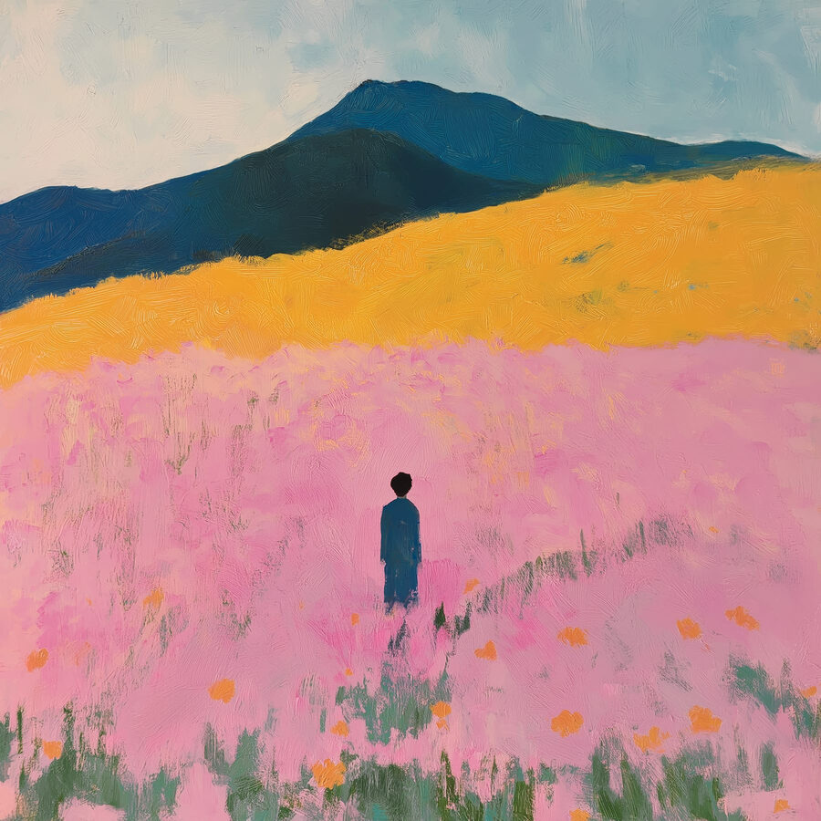 Personne debout dans un champ de fleurs