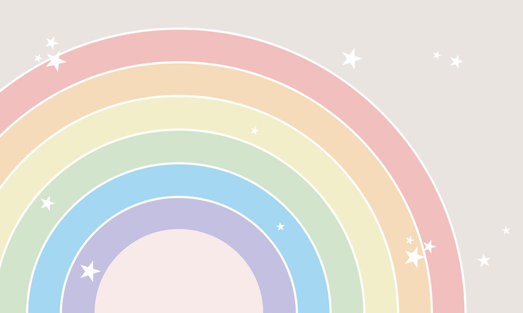 Arc-en-ciel avec des étoiles dans le ciel Arc-en-ciel avec des étoiles dans le ciel