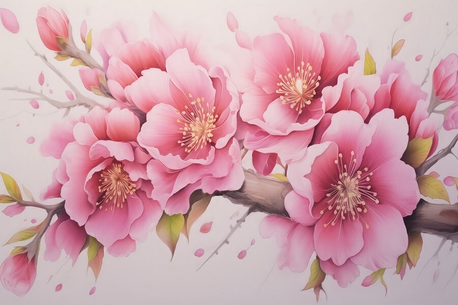 Tableaux Peinture de fleurs roses – Image 8