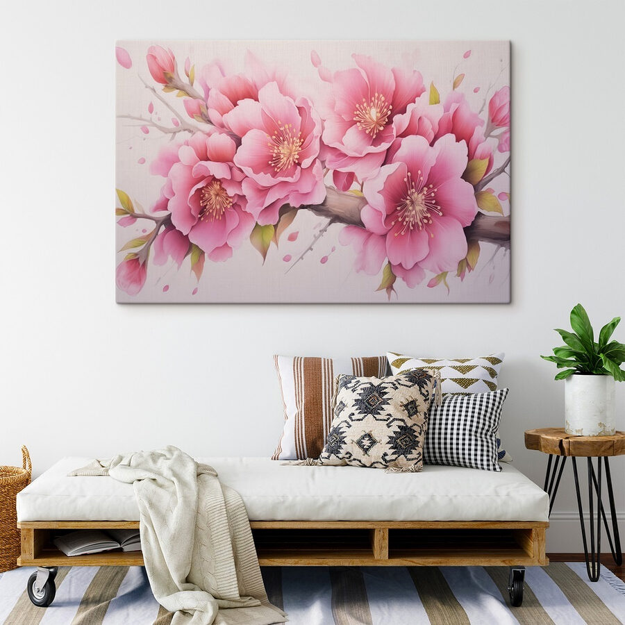 Tableaux Peinture de fleurs roses – Image 2