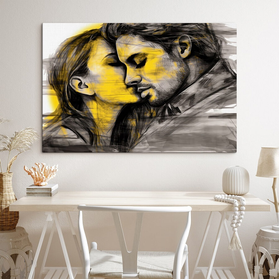 Homme et femme s'embrassant