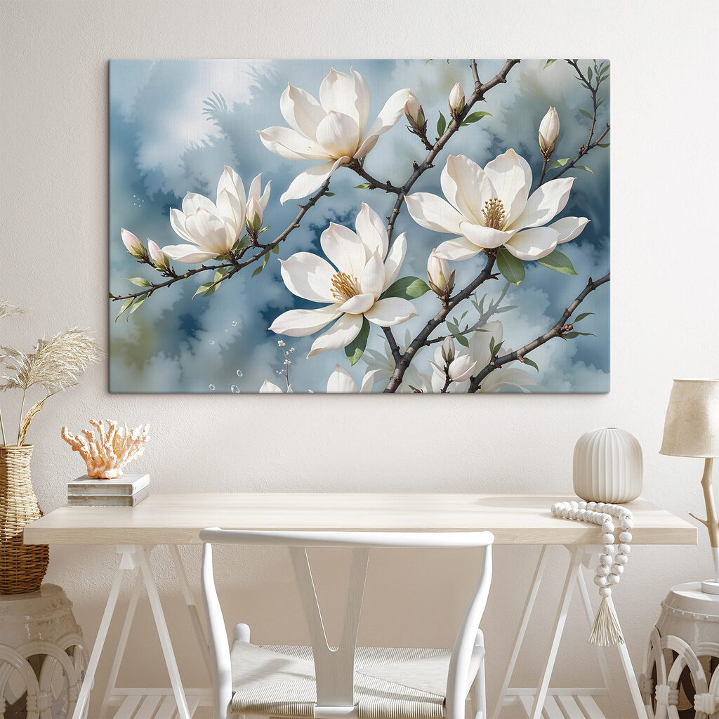 Group of white flowers on a tree branch Group of white flowers on a tree branch