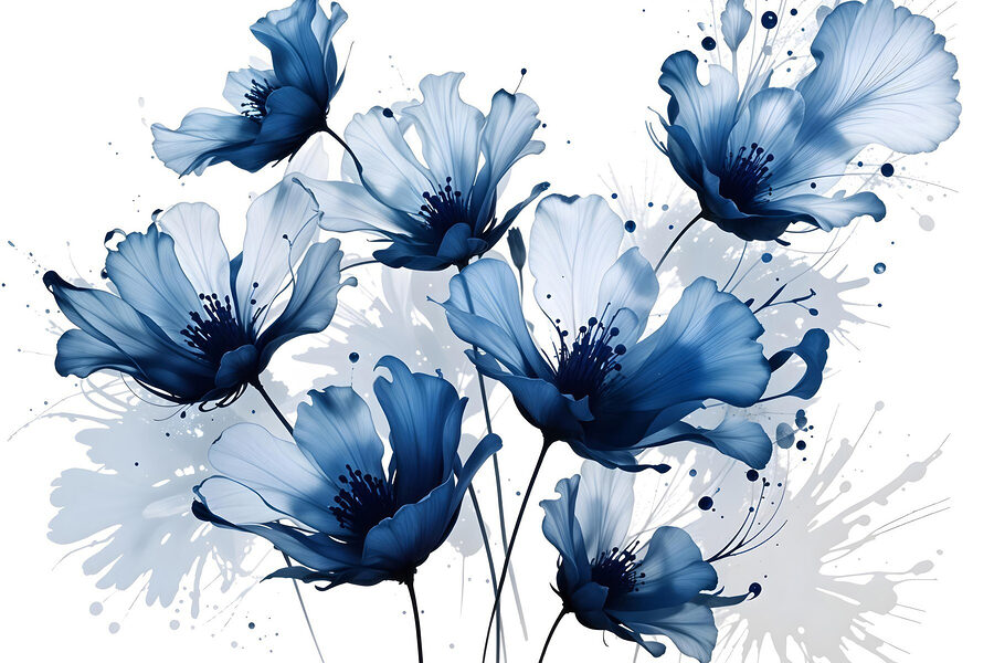 Groupe de fleurs bleues