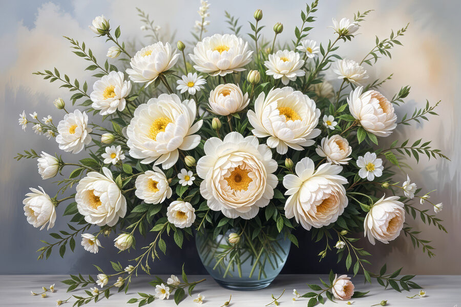 Vase de fleurs blanches