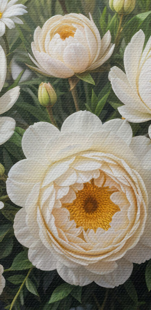 Vase of white flowers