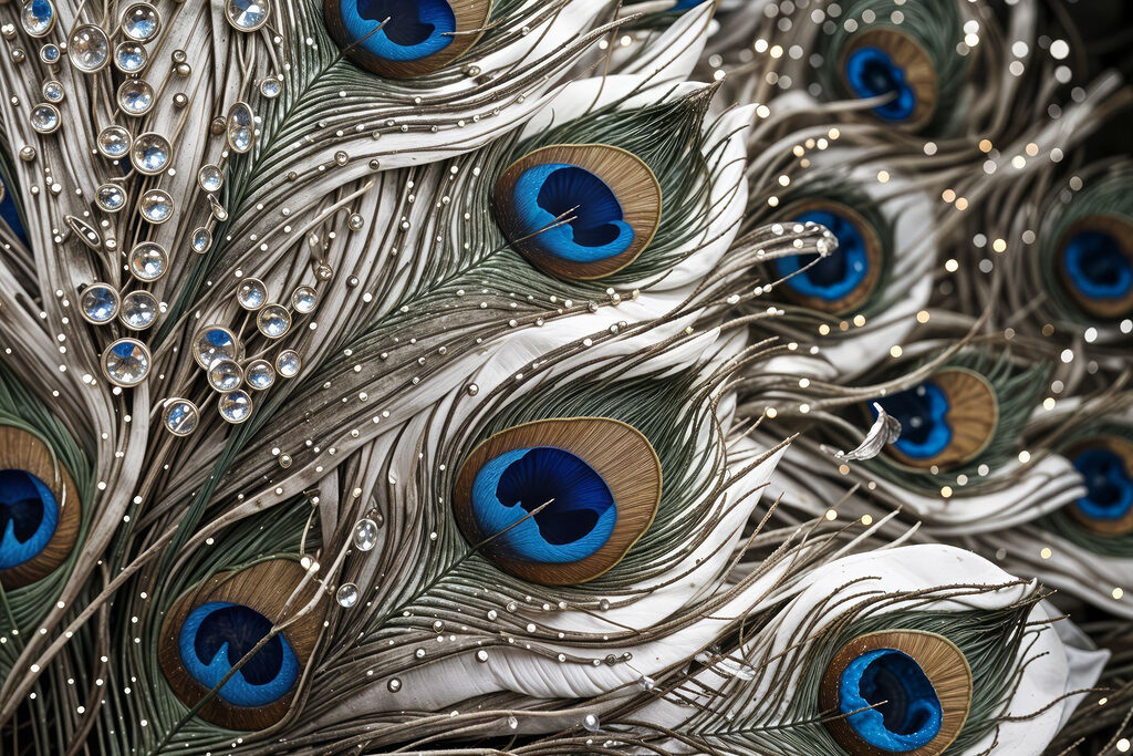 Close up of a peacock feather
