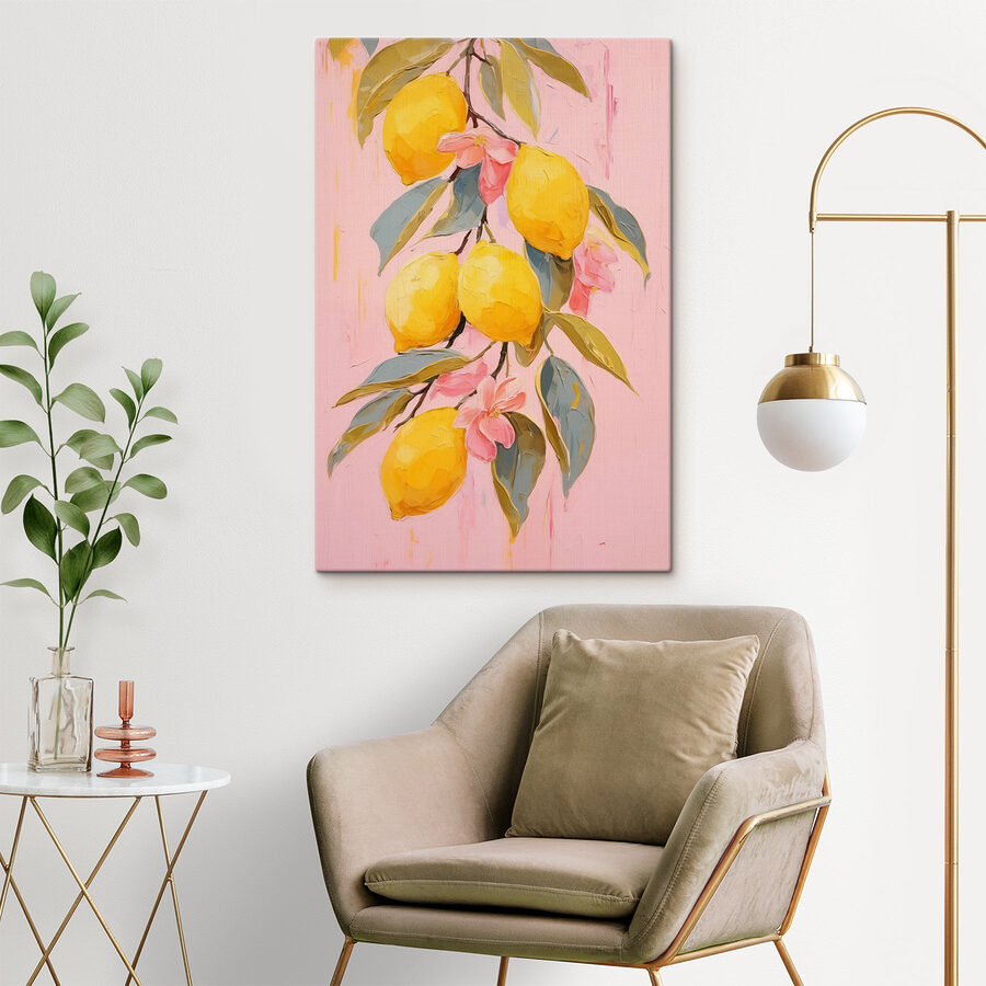 Peinture de citrons sur une branche