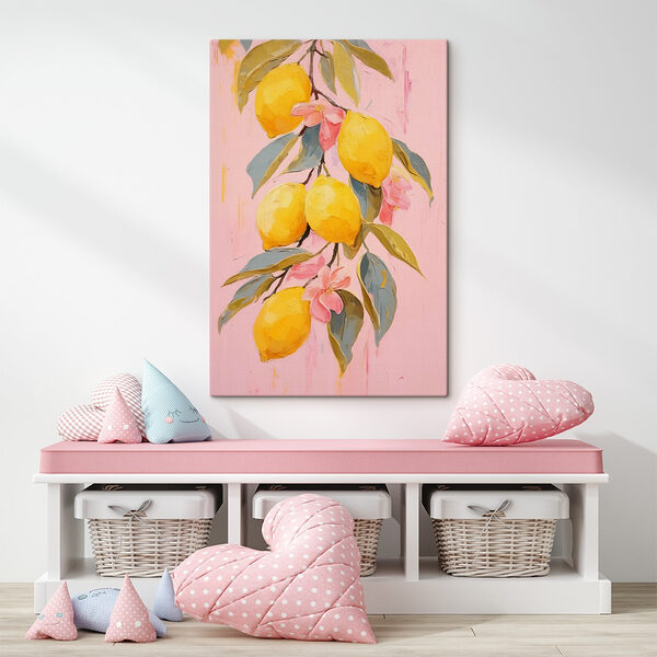 Peinture de citrons sur une branche Peinture de citrons sur une branche