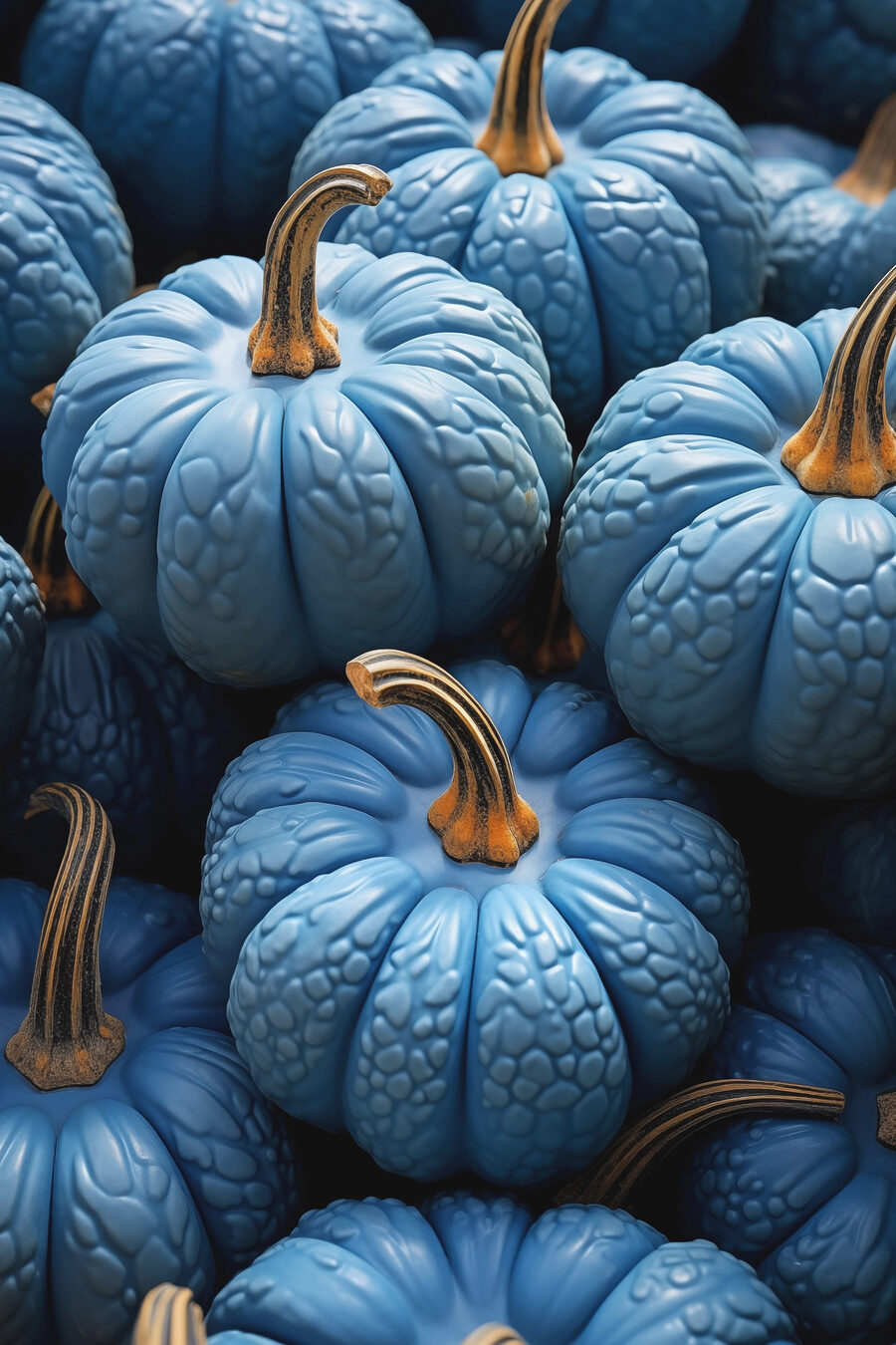 Pile de citrouilles bleues