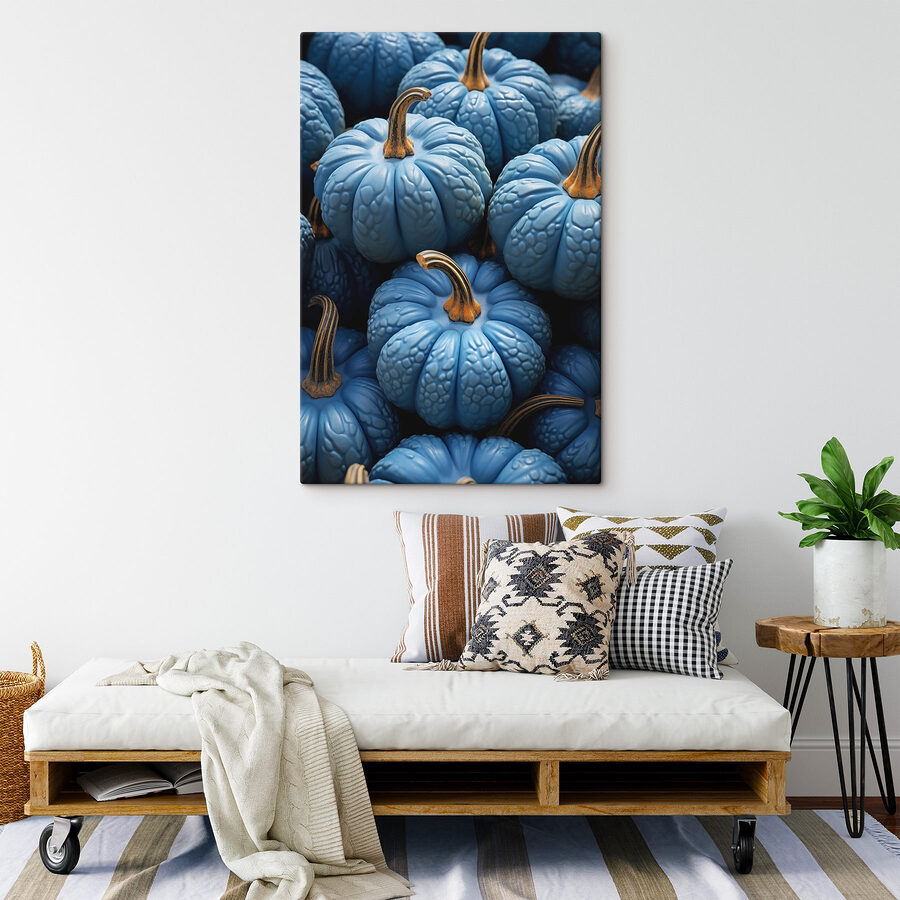 Pile de citrouilles bleues