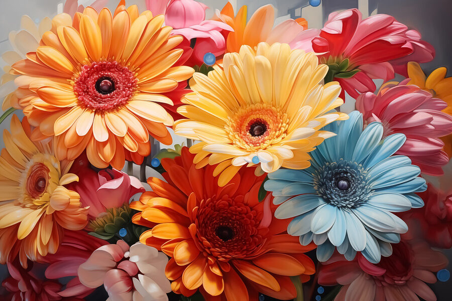 Groupe de fleurs colorées