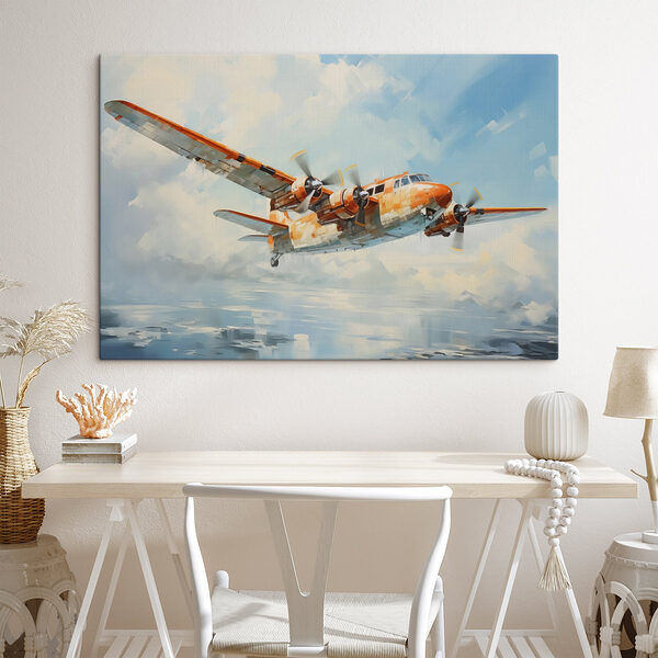 Un avion orange et blanc volant dans le ciel Un avion orange et blanc volant dans le ciel