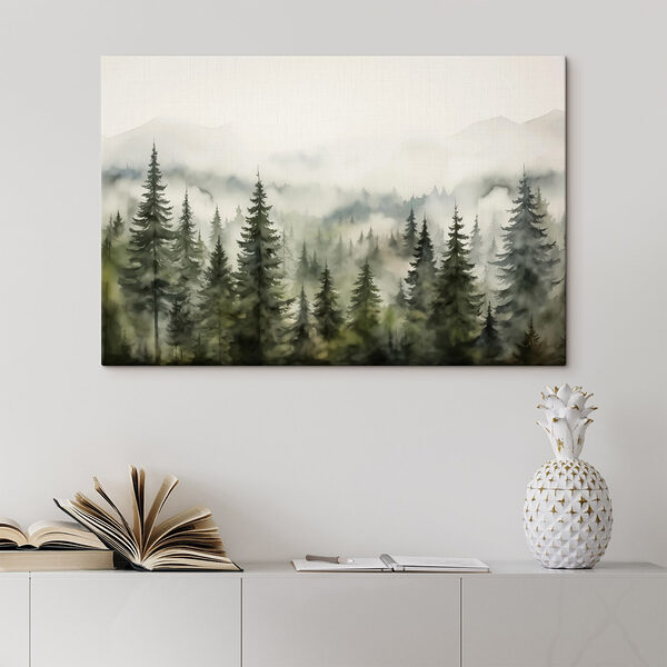 Forêt brumeuse avec des arbres Forêt brumeuse avec des arbres