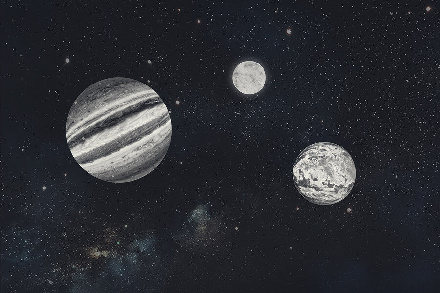 Des planètes dans l'espace avec des étoiles