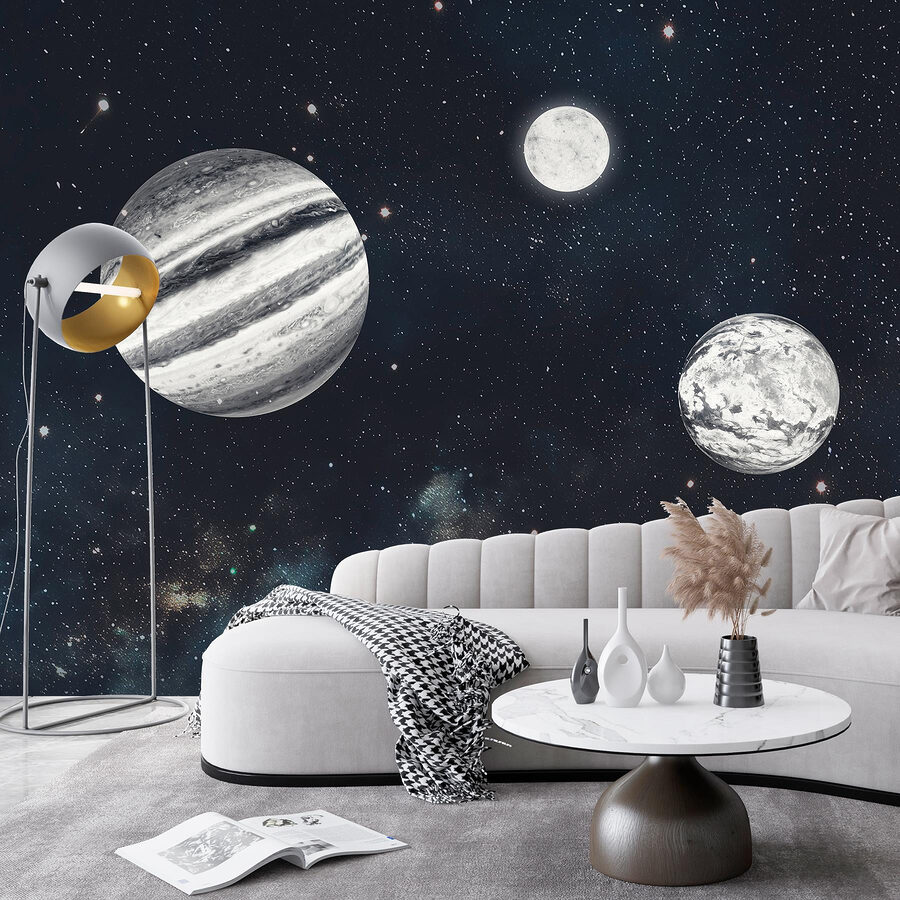 Des planètes dans l'espace avec des étoiles