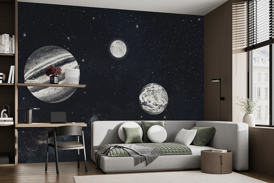 Des planètes dans l'espace avec des étoiles