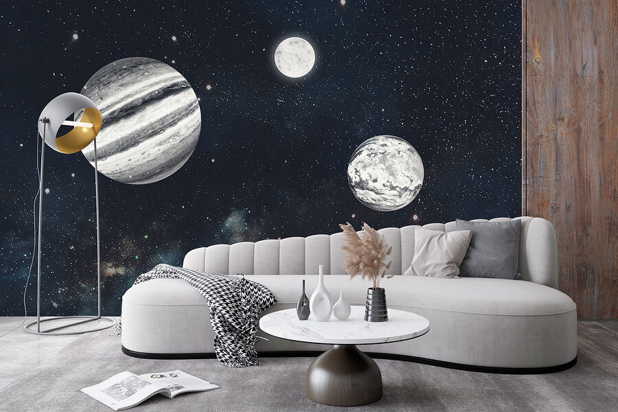 Des planètes dans l'espace avec des étoiles
