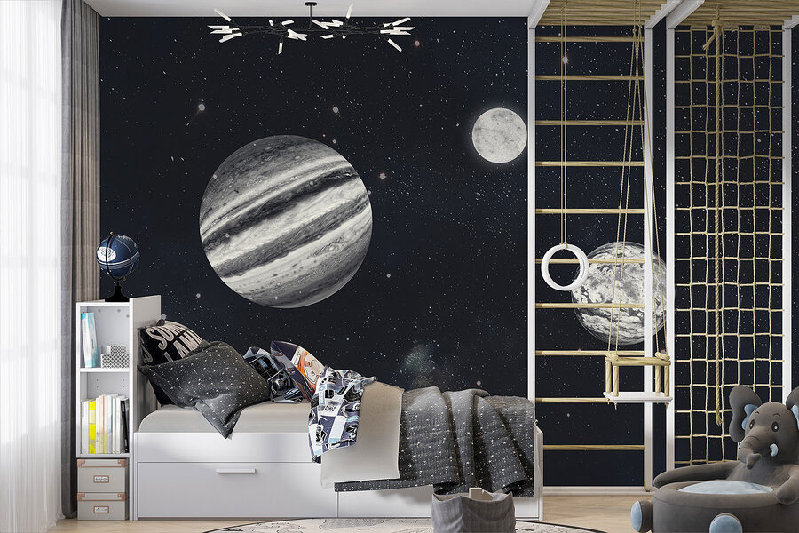 Des planètes dans l'espace avec des étoiles